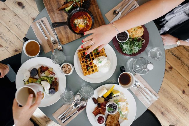 Enjoying a meal with friends